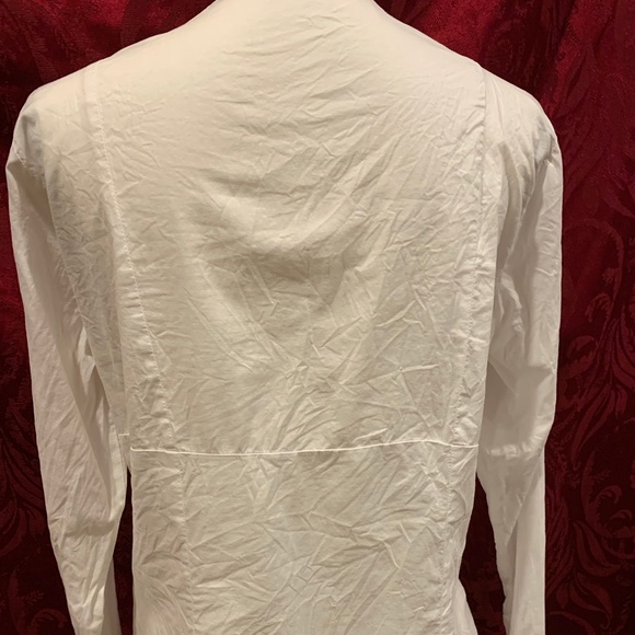 White Long-Sleeved Lace Accent Blouse - Picture 3 of 4